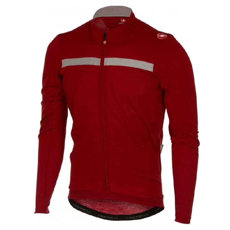 Mesh-vented cycling gloves-Maglia manica lunga Castelli Costante - Rosso