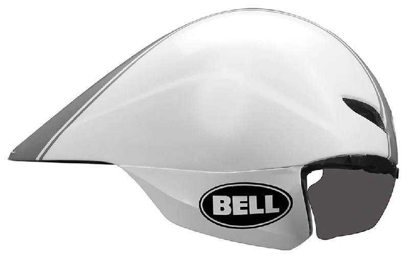 Weatherproof leg straps-Bell Javelin Time Trial Helmet - White-Silver Star