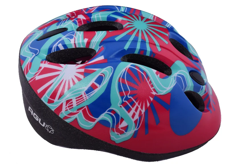 Rubber MTB cap-AGU OCEAN WAVES KIDS BIKE SAFETY CRASH HELMET 52-56cm RED-BLUE