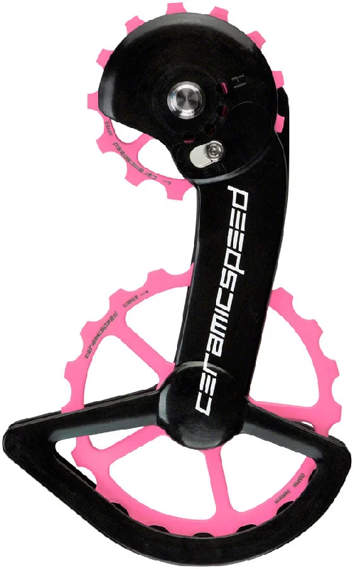 Rubber road pedals-CeramicSpeed OSPW X Pulley Wheel System Shimano GRX/RX 2x11 - Coated Races Alloy Pulley Carbon Cage Pink Cerakote