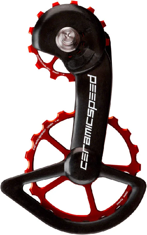 Stretchy wristbands-CeramicSpeed OSPW Pulley Wheel System Shimano 9100/9150 8000 SS/8050 SS - Alloy Pulley Carbon Cage Red