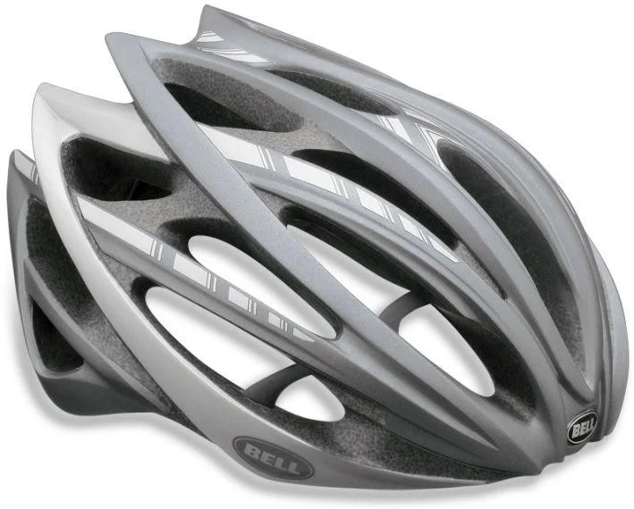 Cushioned bike socks-Bell Gage Road Helmet - Matt Titanium Stripes