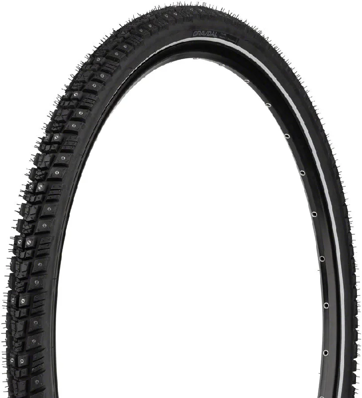 Sun-protective arm sleeves-45NRTH Gravdal Tire - 700 x 45 Tubeless Folding BLK 60 TPI 240 Concave Carbide Aluminum Studs