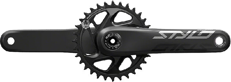 Rugged ankle straps-Sram Truvativ Crank Stylo Carbon Eagle Fat Bike 5" DUB 12s 175 w Direct Mount 30t X-SYNC 2 Chainring Black (DUB Cups/Bearings Not Included)