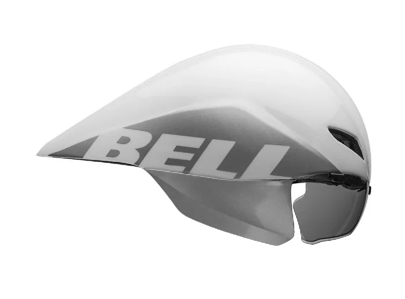 Storm-proof elbow pads-Bell Javelin Time Trial Helmet - White-Silver