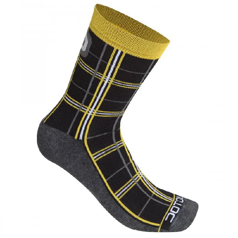 Wool MTB base layer-Calze Dotout Checked - Nero giallo