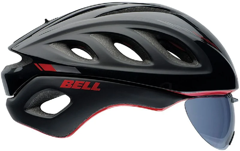 Wool bike shorts-Bell Star Pro Aero Road Helmet - With Shield - Black-Red Marker